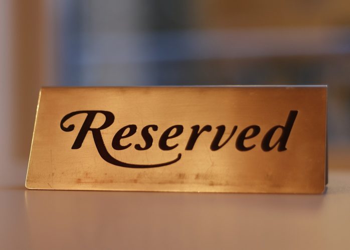 reservation, reserved, metal